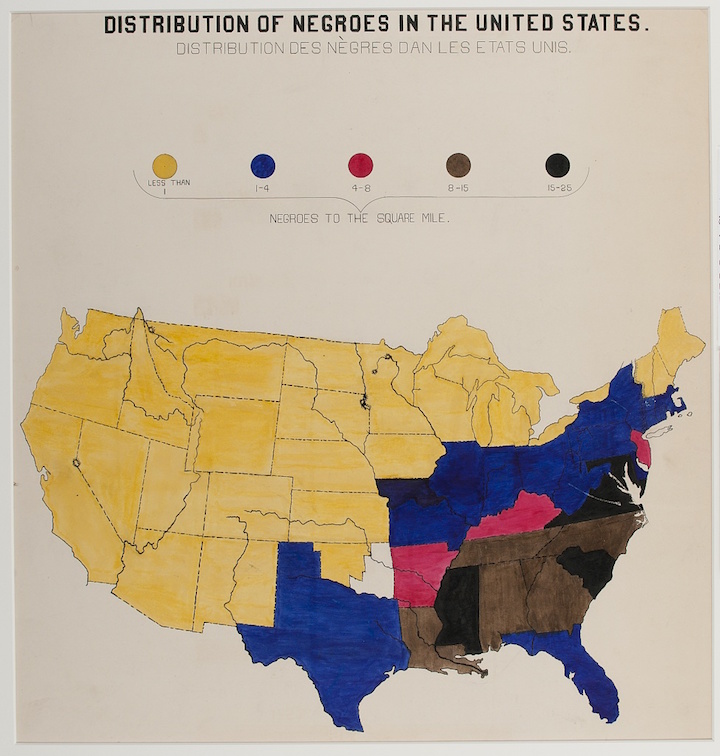 Population density map: The distribution of the population of Negroes in the United States.